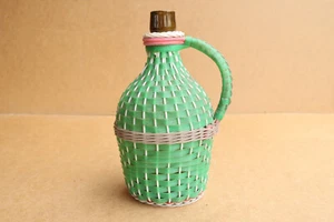 Vintage Bottle Demijohn Plastic Wrapped French Style Country Retro Cottage 1960s - Picture 1 of 9