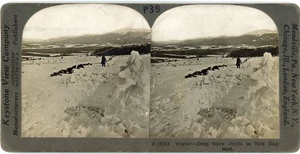 Vintage Keystone Stereoview Card P39 Winter Snow Drifts New England #18 - Bild 1 von 2