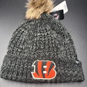 47’ CINCINNATI BENGALS POM POM BEANIE HAT MVP AUTHENTIC NFL FOOTBALL TEAM KNIT - Picture 1 of 5