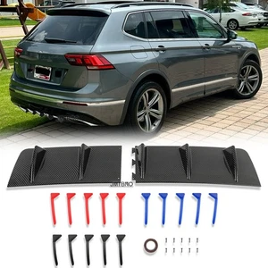 Rear Bumper Lip Diffuser Splitter Spoiler Fins Carbon Fiber For VW Tiguan R-Line - Picture 1 of 19
