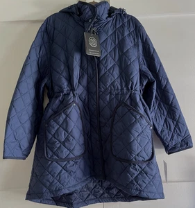 Giacca trapuntata Bernardo blu navy staccabile foderata pelliccia sintetica cappuccio XXL nuova con etichetta - Foto 1 di 8