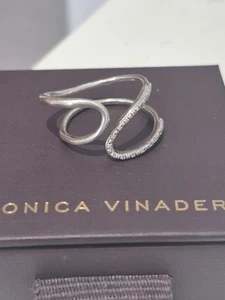 Monica Vinader sterling silver Riva Diamond Open Wrap Ring - Picture 1 of 11