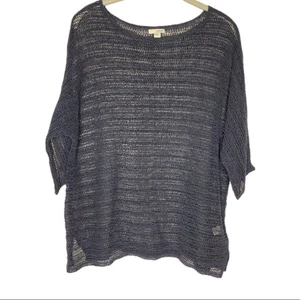 Pure Jill Navy Cotton Boatneck Sweater Beach Resort Classic Lightweight - Picture 1 of 8