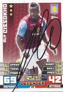 ALY CISSOKHO FIRMATO ASTON VILLA 2014/2015 MATCH ATTAX CARD + CERTIFICATO DI AUTENTICITÀ - Foto 1 di 1