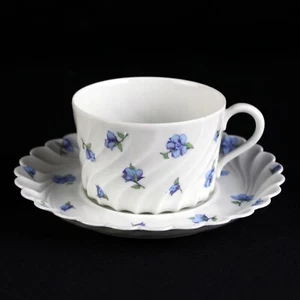 Haviland Limoges Linette Cup & Saucer Set, Vintage 1962 Blue Floral Chintz Torse - Picture 1 of 8
