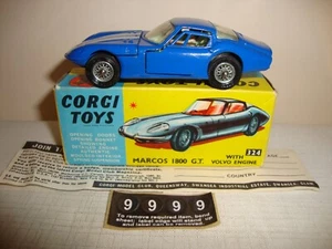Original CORGI 324 MARCOS 1800 GT WITH VOLVO ENGINE - EXCELLENT in original BOX - Picture 1 of 12