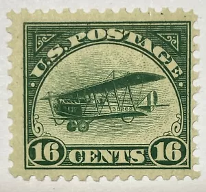 US #C2 1918 16c green Biplane, First series Airmail MNH; $130 SCV - Picture 1 of 3