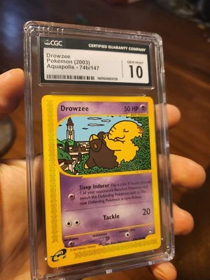 (POP 16) CGC 10 GEM MINT Drowzee 74b/147 Aquapolis E Reader Pokemon 2003 Card  - Image 1 of 4