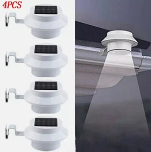 4 Pack Solar Gutter / Fence Mount LED Lights Outdoor Garden Pathway Deck Doorway - Picture 1 of 10