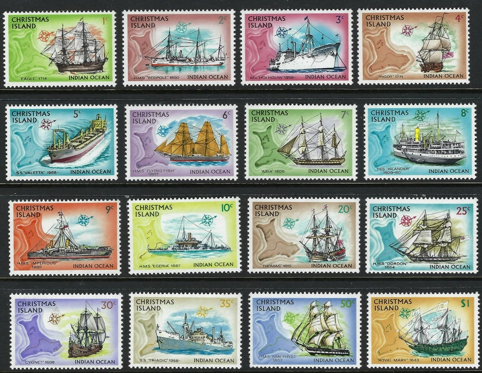 Christmas Island SG# 37-52 1972/73 envío conjunto de 16 como nuevo MUH MNH Foto 1 de 1
