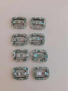 8 Rectangular Mother of Pearl Buckles Green Blocking 42 X 38mm - Picture 1 of 6