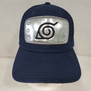 Gorra de béisbol Naruto Shippuden tapa cromo hoja logotipo cierre a presión azul ajustable - Imagen 1 de 13