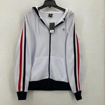 Sudadera con Capucha Y2K Southpole Cremallera Completa XL Blanca Rayas Hip Hop Patinador Polar Foto 1 de 4