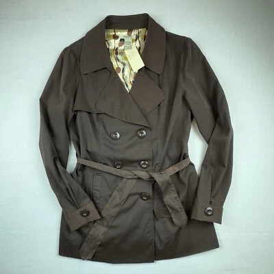 Vertigo Trench Coat Jacket Sz Large Vtg 90s Retro Short Y2K New Double Breasted - Image 1 of 4