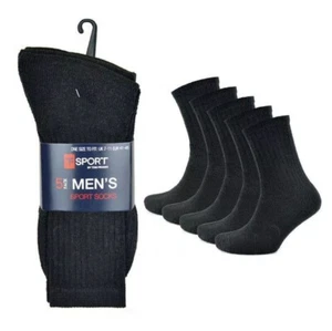 5/10 Paar HERREN Poly Baumwolle schlicht Alltag schwarz und weiß Sportsocken UK 7-11 - Bild 1 von 4