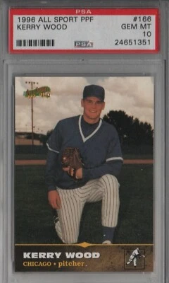 1996 SCORE BOARD ALL SPORT PPF #166 KERRY WOOD RC PSA 10 KID K CUBS ROY POP 12 - Image 1 of 2