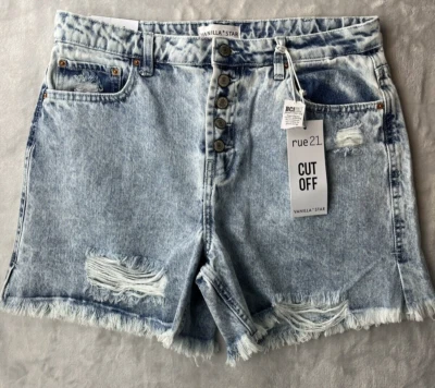 VANILLA START Short Women 14 Denim Cut Off Super High Rise Botton Fly Preppy - Image 1 of 4