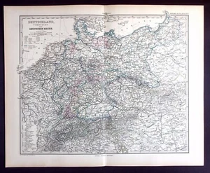 DEUTSCHLAND, ÜBERBLICK DEUTSCHE KÖNIGREICHE, antike Originalkarte, Stieler, 1889 - Bild 1 von 5