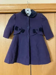 Vintage Rothschild Fancy Coat Purple Wool Velvet Toddler Girls Sz 2T - Picture 1 of 4