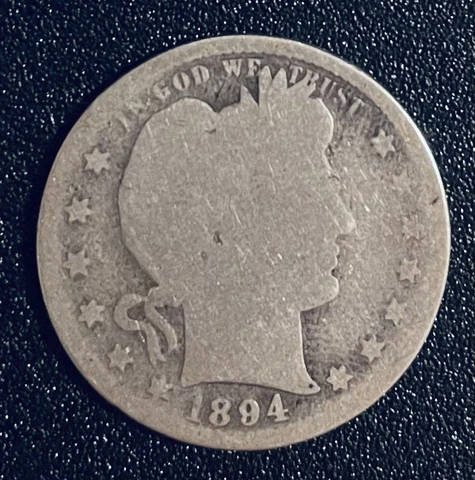 1894 S Barber Quarter 90% Silver 25c US Type Coin Cover