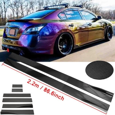 Carbon Fiber 86.6inch Side+Skirt Extensions Rocker Panel For Nissan Sentra XE - Image 1 of 4
