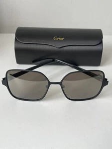 CARTIER CT0188S Black-Black-Brown Sunglasses 57-17-145 - Picture 1 of 11