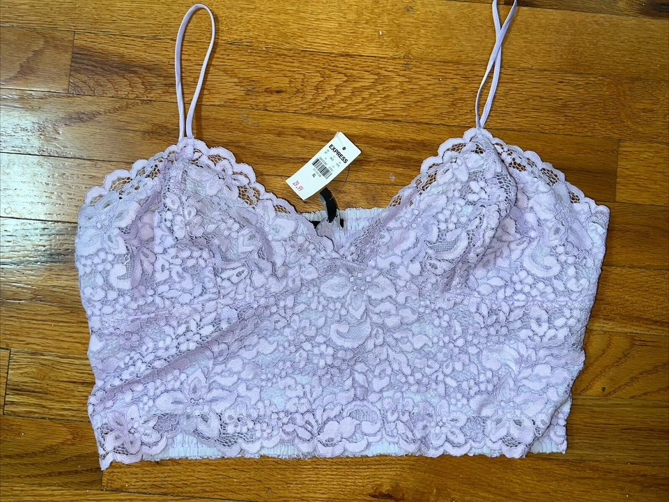 EXPRESS Lace Wireless Bralette Lavanda Tamanho: X Grande Novo com etiquetas Lindo 💜 - Imagem 1 de 4