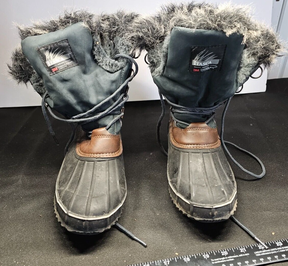 Botas Itasca Hayley Duck para mujer 9 marrón oliva forradas media pantorrilla con cordones nieve invierno Foto 1 de 4