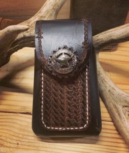 Buffalo Leather Phone Case - Handmade & Hand Tooled - Free Shipping - Picture 1 of 3