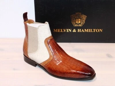 MELVIN&HAMILTON MELVIN & HAMILTON Leder-Stiefelette Chelsea-Boots - LEWIS 26 Tan/Natural - Neu !