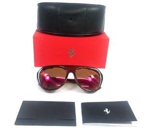 Ferrari Sunglasses FH2002-QU 502/4D Red Brown Round Frames w/ Orange Red Lenses - Picture 1 of 12