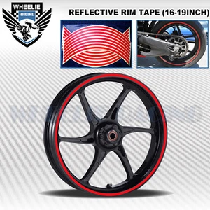 RED REFLECTIVE RIM TAPE WHEEL STRIPE MOTORRAD BIKE AUTO DECAL STICKER 16 17 18 - Picture 1 of 7
