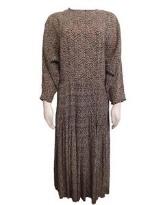 VTG kenar 2 ann tjan 100% silk black ivory floral maxi dress 14 - Picture 1 of 11