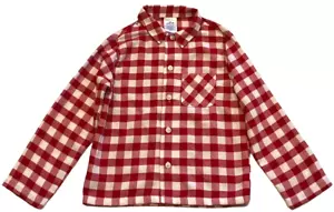 Draper James Lands End Pajama Top Boys 6 Red Gingham Flannel Button Up Christmas - Picture 1 of 6