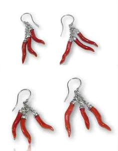 Orecchini pendenti Corallo rosso di Argento da 925 in Rami e Naturali per donna - Imagen 1 de 4