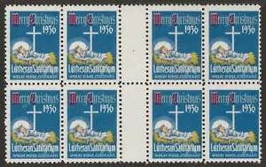 USA 1936 Lutheran Sanatorium, Wheatridge, CO. TB Xmas Seal GUTTER BLOCK F/VF-NH - Picture 1 of 1