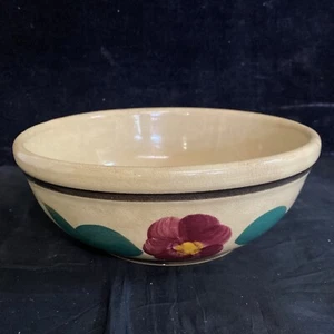 VINTAGE WATT WARE U.S.A. 8 3/4” FLORAL WIDE BOWL - Picture 1 of 7