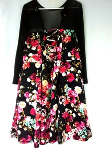 Women's Plus Size 2 Torrid 3/4 Mesh Sleeve Floral Dress - Picture 1 of 7