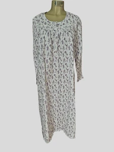 EILEEN WEST LILAC /VIOLET FLORAL LONG SLEEVE WOMEN KNIT  NIGHTGOWN SIZE S # 186 - Picture 1 of 10