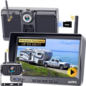 Wireless Backup Camera for RV, 7 Inch Dual Camera System with Front Cam, 1080... - Picture 1 of 9