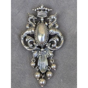 VTG Guglielmo Cini Sterling Brooch Pendant Bird & Snake 26GM 1930s Signed - Picture 1 of 12