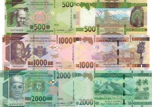 Guinea 3 PCS Set: 500, 1000 & 2000 Francs (2022) - p-52b, p-48d, p-48Ab UNC - Picture 1 of 4