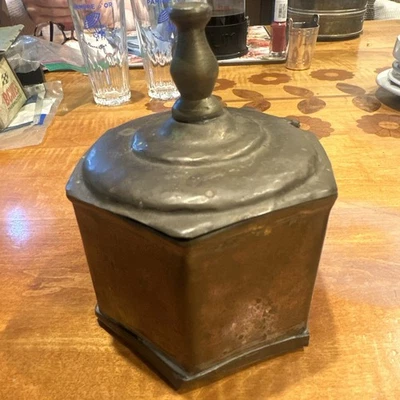 Antique French Brass Hexagonal Spice Trinket Snuff Box Early France - Image 1 of 4