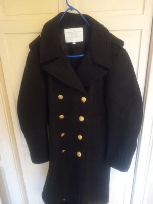 US Navy Bridge Coat Men's Ink Black Wool Style 212971013 Size 44 Made in USA New - Image 1 of 4