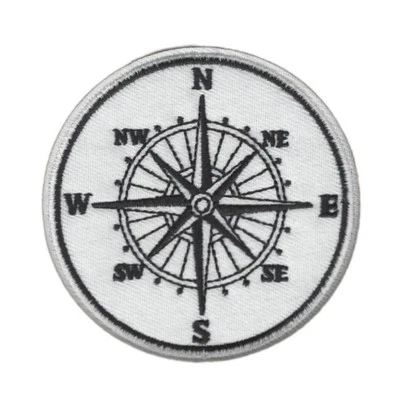 COMPASS IRON ON PATCH 2.75" Nature Adventure Hiking Trails Embriodered Applique - Image 1 of 2