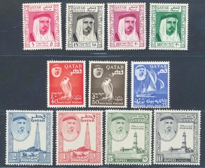 QATAR 1961 Cpl, Fresh and F/VF MH/* Sheikh, Falcon,Oil Rig,Mosque Definitivs Set - Picture 1 of 2
