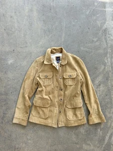 VTG Gap 100% Suede Coat Womens Sand Patch Pockets - S Read! - Picture 1 of 6