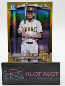 Jhoan De La Cruz 2025 Bowman Chrome 1st Prospect AUTO True Gold Refractor/50 - Imagen 1 de 5