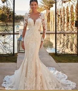 Demetrios Brautkleid elfenbeinfarben Stil #1110 Größe 20 neu mit Etikett - Bild 1 von 4