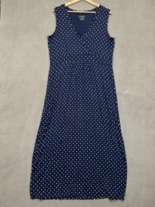 Vestido LL Bean Verano Tejido XL Azul Marino Blanco Lunares Sin Mangas Cuello en V Costero - Imagen 1 de 8